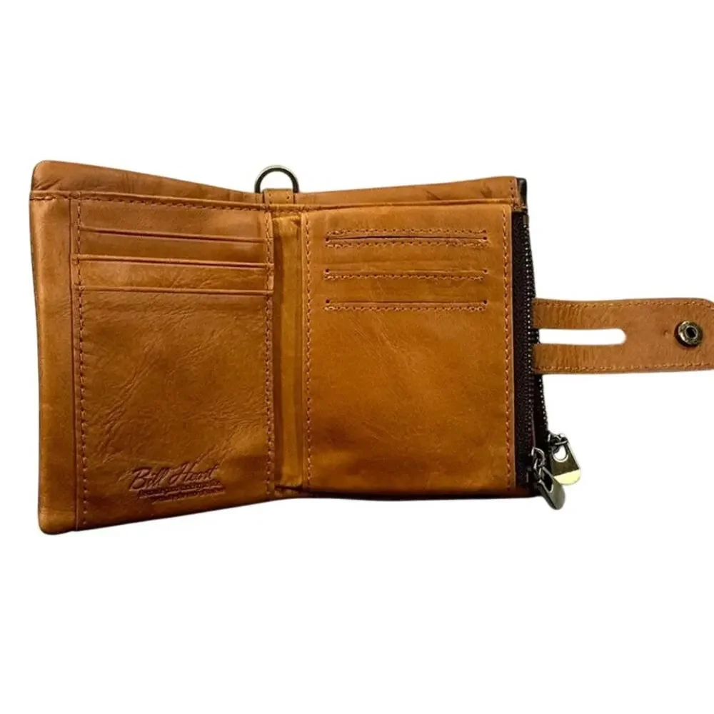 Bill Heart Bifold Wallet Genuine Leather D Ring Zipper Pocket Ombre Western